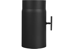 LANZZAS Tubo per stufa da 250 mm con valvola a farfalla, diametro DN 130 mm, colore: nero - altri tubi della nostra gamma.