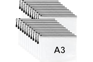 PLAPOT 21 Piezas Carpetas de Archivos A3, Bolsa para Documentos con Cremallera de Malla Transparente, Bolsas para Documentos Impermeables, para Suministros de Oficina, Archivos, Papel, Cosméticos