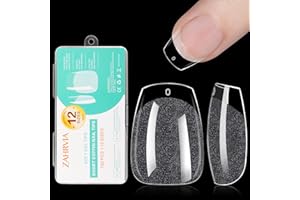 Unghie Finte Corte in Gel, Tip Unghie Trasparenti Full Cover Tips Gel Bara Corta, ZAHRVIA 192pz 12 Diverse, Copertura Completa per Saloni di Manicure Professionale, Principiante (Short Coffin)