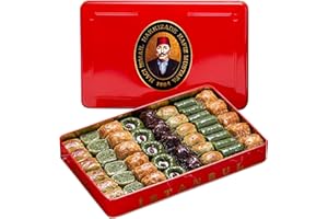 Hafiz Mustafa 1864 Istanbul Baklava Pastry Box - Baked Baklava Dessert Snacks Made from Fresh Phyllo Dough Sheets, Pistachio, Hazelnut, Walnut - Turkish Sweets Tray Gift Ideas for Birthday, Christmas