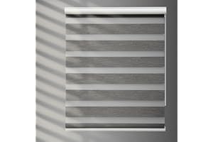 YIIBAII Day and Night Roller Blinds Zebra Blinds Blackout or Translucent Vision Roller Shades for Windows and Doors（W 115cm x L 150cm,Grey）