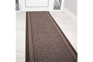 The Rug House Brown Rubber Backed Very Long Hallway Hall Runner Narrow Rugs Custom Length - Sold and Priced Per Foot