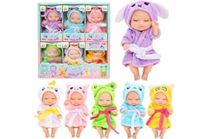 Miunana Mini Bambola Neonato Sleeping Dolls Bambini Ragazze Lavabili Realistici Bambolotti Bambole Piccole Giocattolo Bamboline in Miniatura per Bambini Ragazzi Ragazze (6 Bambole (Stile 5))