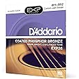 D'Addario EXP26 Coated Phosphor Bronze Custom Light Acoustic Guitar Strings Custom Light, 11-52 (Packaging may Vary)