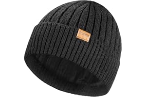 Ocatoma Beanie for Men Warm Lining Winter Soft Ski Hat Cuffed Hat Unisex Beanie Cap Gifts for Men Women