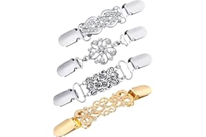 JETEC 4 Pieces Vintage Sweater Shawl Clips Retro Cardigan Collar Clips Dress Shirt Brooch Clips for Women Girls Wearing, 4 Styles