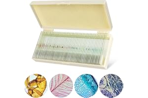 50 Pezzi Vetrini per Microscopio Preparati con Campioni Biologici, Piante di Insetti Cellula Umana per Studio di Biologia e Scienza di Laboratorio MAXLAPTER