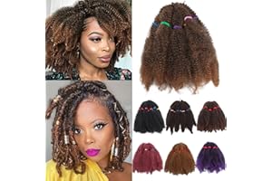 S-NOILITE 3Pcs Estensione dei capelli ricci Treccia di capelli Kinky Crochet Kinky Twist Hair Extensions 11",120g - Mix nero Auburn chiaro