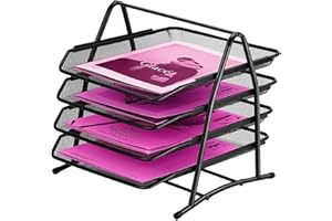 ideallife Briefablagen 4 Ebenen - Dokumentenablage Metall Desk Organizer - Metall Ablage Ablagefächer für A4 Dokument - Büro Schreibtisch Ablage mit 4 Schubladen I Papier Ablagefächer A4 (Schwarz)