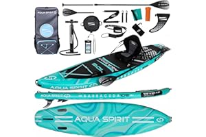 Aqua Spirit SUP Board Aufblasbares Stand Up Paddle Board 2025 | 320x81x15cm/457x91x15cm | Kompletter Satz mit Paddel, Rucksack, Pumpe und weiterem Zubehör