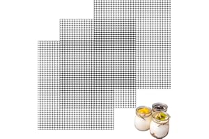 BLUHEN 3 Pièces Grille pour Yaourtière 36 * 42cm Grille Barbecue Découpable Filet Barbecue Tapis pour Yaourtières Barbecue Four Cuisson