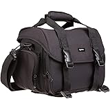 Amazon Basics Borsa a tracolla grande per fotocamera e accessori, Nero/Grigio, Tinta unita