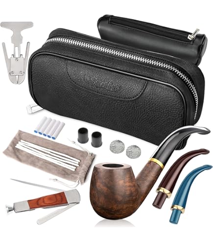 Scotte Pipa Para Fumar Tabaco De Madera De ébano Lobular Pipa Para Tabaco Elemento Filtro De 9 Mm - Foto 10