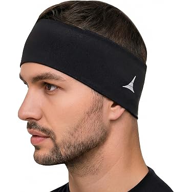 2 Fasce Elastiche Per Capelli Unisex Da Tennis E Corsa - Fascia Sportiva Assorbente In Poliestere Ed Elastano, Lunga 105 Cm, Larga 6 Cm, Per Fitness, Yoga E Basket (Nero + Blu Scuro) - 2