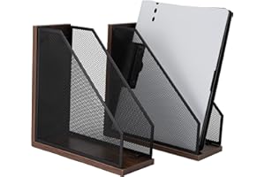 ASIFMTHOT Antiker Zeitschriftenhalter aus Holz, Netz-Aktenhalter für Schreibtisch, Büro-Schreibtischzubehör, dekorative Aktenbox (2 Stück, schwarz)
