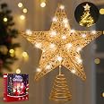 2 Puntali Per Albero Di Natale A Stella – Oro E Argento 20 Cm – Decorazioni Natalizie
