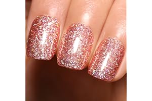 Firedeep Smalto Per Unghie Oro Rosa, 1 Pezzo Da 16 Ml Di Smalto Per Unghie Oro Rosa Scintillante, Uv/Led, Manicure Da Salone Fai Da Te A Casa
