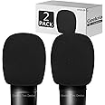 Geekria for Creators Foam Windscreen Compatible with Audio-Technica ATH AT2020, AT2020USB, AT2020USB+, AT2035, Microphone Antipop Foam Cover, Mic Wind Cover, Sponge Foam Filter 2 Pack (Black)