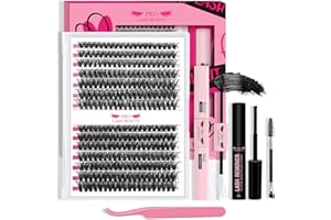 PRO LASHBEAUTY PRO Kit pestañas pelo a pelo Kit de extensión de pestañas DIY com 280 peças de pegamento y sellado de pestañas, removedor de pegamento de pestañas, aplicador (60D+80D-9-16mix kit)