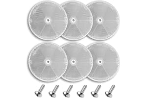 AOHEWEI White Round Screw on Rear Reflectors, Circular Screw Mount Safety Reflectors for Caravan Truck Trailer Boat Motorcycle Tractor Fence Gate Posts Pack of 6