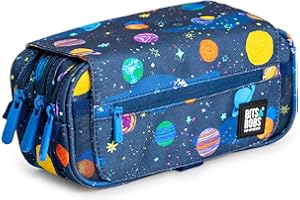 PracticOffice Estuche Portatodo Triple Design de Amplios Apartados Interiores con Cremallera Individual para Material Escolar y Viaje (Space)