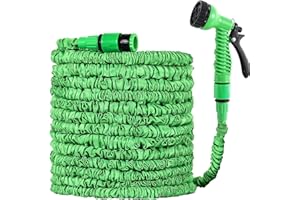 GRANDMA SHARK Gartenschlauch Flexibel 15m, Gardena Schlauch Wasserschlauch Flexibler, mit 7 Modi Wassersprühpistole Ausziehbarer Zauberschlauch (Grün, 50FT)