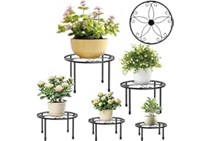 Welltop Lot de 5 supports de plantes d'intérieur en métal robuste pour plantes d'extérieur en fer antirouille pour jardin, balcon et terrasse