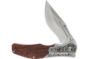 Smith & Wesson Accessories Unwavered Ordner mit graviertem Griff aus Palisander, Drop-Point-Klinge und 8Cr13MoV Edelstahl