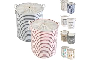 LessMo 2PCS Grand Organiser Paniers pour Vêtements Stockage, Panier à Linge en Tissu, pour édredon, Oreiller, literie, Couverture et Vêtements【 Imperméable, Pliable, Antipoussière】