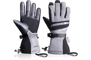 KINGSBOM Waterproof Ski & Snow Gloves, 3M Thinsulate Winter Warm Touch Screen Snowboard Gloves for Men & Women