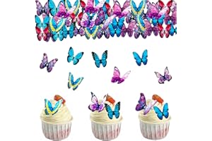 ALEGRE Motyle dekoracja tortu jadalnego, 40 sztuk, jadalne motyle na tort, papier jadalny, dekoracja tortów, wesele, motyle, dekoracja do jadalni, na urodziny, chrzest