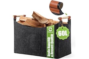 Ciberate Brennholzkorb Holzkorb extra dicker Filz und verstärkter Griff Faltbarer Filzkorb Filztasche als Aufbewahrungskorb für Holz, Einkauf (XL 60L(45x32x40cm))