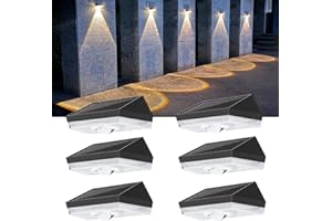 ELLASAY Aplique Solar Exterior Jardín,10 Color modos de RGB LED Luz Solar Exterior,IP65 Impermeable Lámparas Solares,Luces parad valla terraza Patio 6 piezas