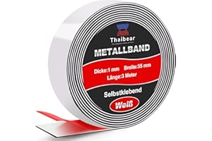 Thaibear Bande métallique autocollante idéale pour aimants, figurines et étagères T-onies®, 35 mm x 3 m, blanche, bande magnétique autocollante et découpable, bande magnétique pour aimants, ruban