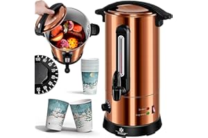 ‎KESSER KESSER® Glühweinkessel 6,8L Edelstahl Inkl. 10 Becher Glühweinkocher mit Thermostat Glühweinautomat Heißgetränkeautomat Wasserkocher Heißwasserspender Einkochautomat Füllstandanzeige Zapfhahn, Kupfer
