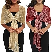 Stola Donna Elegante Petrolio Con Lurex Oro - Sciarpa Cerimonia, Coprispalle Leggero - Foto 8