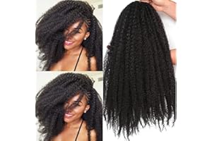 OTO BELLA 6 Packs Marley Hair 18 Inch Marley Twist Braiding Hair Afro Twist Marley Braiding Hair for Butterfly Locks Crochet Hair Synthetic Hair Extension (#1B/Natural Black)