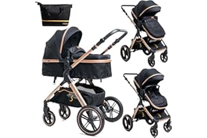 Bebelissimo - Poussette transformable - combinée - convertible - 2 en 1 - poids 0-22kg - NYA - noir