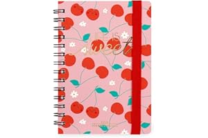 Legami - Agenda semanal en espiral pequeña, 12 meses, de enero de 2024 a diciembre de 2024, planificador plegable 2024/2025, cierre con elástico, bolsillo final, rúbrica, 8,5 x 13 cm, tema Cherry