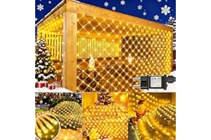 Joycome Rete Luminosa Natale Esterno 3x2M 200 LED Rete Luci con Spina, Timer, 8 Modalità Rete Luci Albero di Natale Impermeabile Tenda Luminosa per Balcone Giardino Soffitto Terrazza - Bianco Caldo