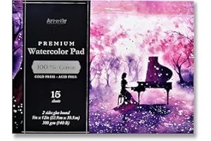 Art-N-Fly 100% Cotton Watercolour Paper Cylinder Mould 15 Sheets 140lb/300gsm Professional Grade for Water Colour Artists