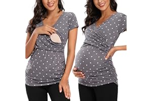 Love2Mi Stillshirt Kurzarm & Langarm Stillkleidung Umstandsshirt Schwangerschaft T-Shirt Nursing Umstandstop