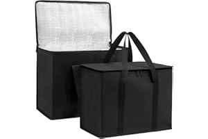 CARRYWELL (Not Made In China) Insulated Grocery Shopping Bag, Reusable Grocery Bag, Thermal Insulation For Catering, Pizza, Picnics, Beach, Pool