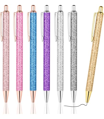 4 Stylos à Bille Métal Gullor Avec Paillettes Et Cerf Flottant - Pointe 1.0 Mm, Encre Noire