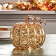 Lights4fun Halloween Set van 3 Herfst Gevlekt Glas Decoratieve LED Pompoen Verlichting Tafelblad Decoratie voor Indoor