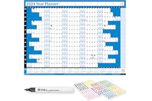 PLANNERHEAD 2024 Year Yearly Annual Office Home Wall Planner Calendar Chart Poster/Includes UK & Ireland Bank Holidays/Unmounted Unlaminated (Medium 35cm x 49cm (Rolled)., Blue)