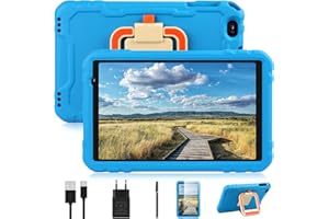 AOCWEI Tablette Enfant 10 Pouces, Tablette Android 11, 4 Go RAM + 64 Go ROM (TF 128 GB) | Octa-Core | 5+8 MP | 2.4G WiFi | 8000 mAh | 2 Ans de Garantie, Coque Antichoc Robuste - EVA - Bleu