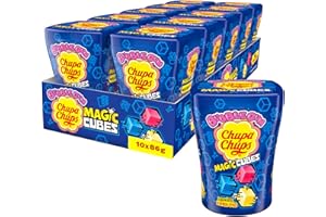 ‎CHUPA CHUPS Chupa Chups Magic Cubes, Vorratspackung enthält 10 Magic Cube Kaugummi-Boxen, Bubble Gums in Würfel-Form, ändern beim Kauen die Farbe, geeignet für Geburtstag, 10 x 86g