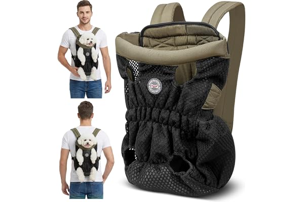 ALLSOPETS Sac à Dos pour Chien Petit et Moyen – Sac de Transport Chien Confortable et Respirant avec Crochet de Sécurité, Idéal pour Voyage, Randonnée et Extérieur (Vert Olive, M)