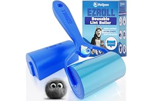 PetLovers EzRoll Reusable Lint Roller - Sticky for Life & Multi-Purpose Pet Hair Dust & Lint Remover for Clothing Upholstery & Cars - Sustainable Washable & Efficient